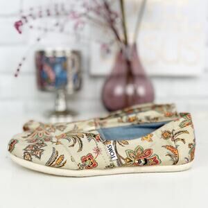 TOMS NWOT‎ Classic Vintage Paisley Canvas Slip On Alpargata Flats Shoes Size 6W